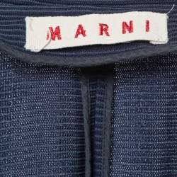 Marni Navy Blue Crepe Open Front Blazer L