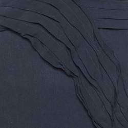 Marni Midnight Blue Viscose Pleat Detail Knee Length Skirt L