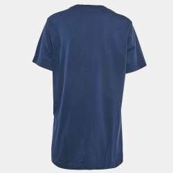 Marni Navy Blue Printed Cotton Crew Neck T-Shirt XL