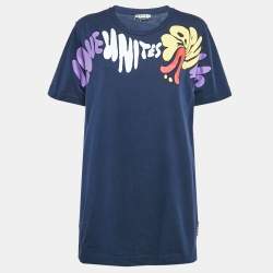 Marni Navy Blue Printed Cotton Crew Neck T-Shirt XL