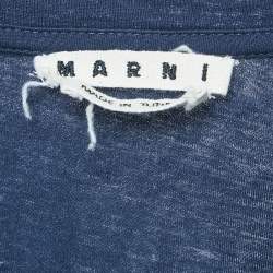 Marni Navy Blue Printed Cotton Crew Neck T-Shirt XL