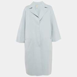 Marni Blue Wool Blend Felt Mid-Length Coat L