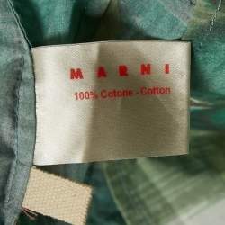 Marni Green/Multicolor Abstract Print Cotton Sleeveless Pleated Mini Dress M