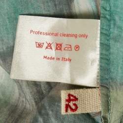 Marni Green/Multicolor Abstract Print Cotton Sleeveless Pleated Mini Dress M