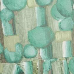Marni Green/Multicolor Abstract Print Cotton Sleeveless Pleated Mini Dress M