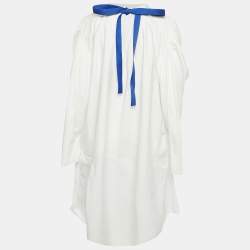 Pre Owned Marni White Striped Cotton Loose Fit Midi Dress S