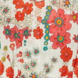 Marni White/Red Floral Print Cotton Peplum Top M