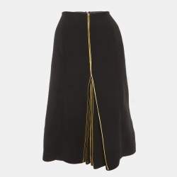 Pre Owned Marni Black Wool Pleated Detail Midi Skirt L