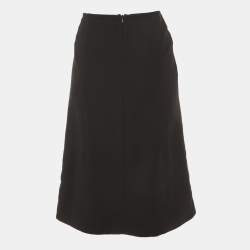 Pre Owned Marni Black Wool Pleated Detail Midi Skirt L