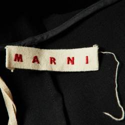 Pre Owned Marni Black Wool Pleated Detail Midi Skirt L