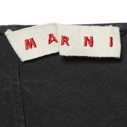 Pre Owned Marni Black Washed Cotton Asymmetric Midi Skirt L
