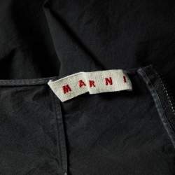 Pre Owned Marni Black Washed Cotton Asymmetric Midi Skirt L