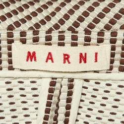 Marni Brown Textured Stripe Cotton Short Sleeve Coat L
