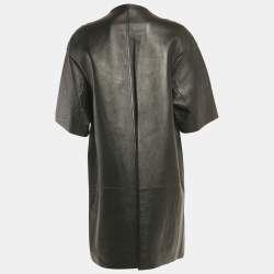 Marni Black Leather Short Sleeve Coat M