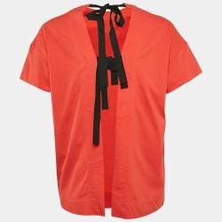 Marni Orange Jersey Back Tie-Up Detail Top S