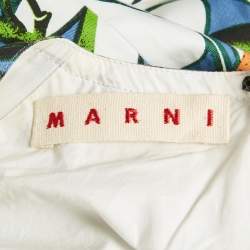 Pre Owned Marni Blue Printed Cotton Blend Sleeveless Short Dress M