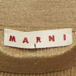 Marni Gold Pleated Lurex Knit Midi Skirt S