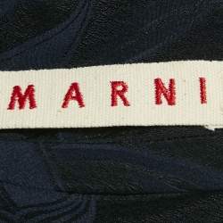Marni Navy Blue Jacquard Silk Blend Blouse M