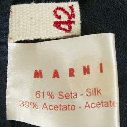 Marni Navy Blue Jacquard Silk Blend Blouse M