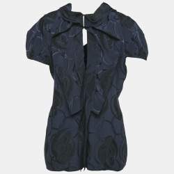 Marni Navy Blue Jacquard Silk Blend Blouse M