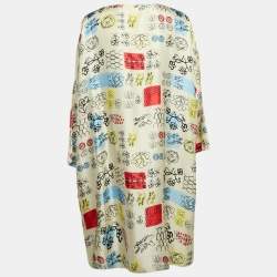 Marni Cream Printed Silk Shift Dress M