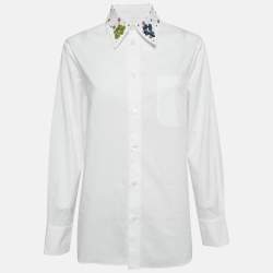Marni White Cotton Sequined Collar Full Sleeve Shirt S