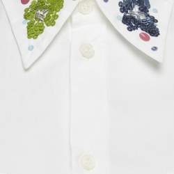 Pre Owned Marni White Cotton Sequined Collar Full Sleeve Shirt S