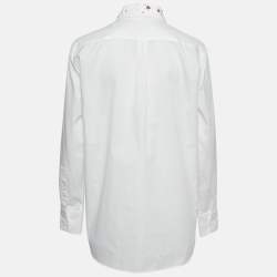 Pre Owned Marni White Cotton Sequined Collar Full Sleeve Shirt S