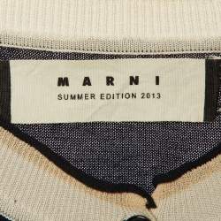 Marni Black & Grey Cotton Knit Button Front Cardigan L
