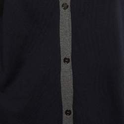 Marni Black & Grey Cotton Knit Button Front Cardigan L
