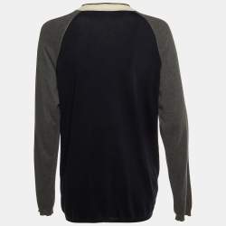 Marni Black & Grey Cotton Knit Button Front Cardigan L