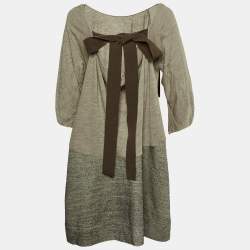 Marni Cream & Grey Wool Paneled Oversized Mini Dress M