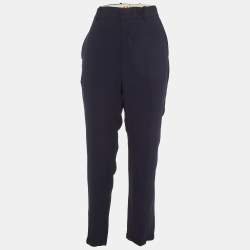 Marni Navy Blue Crepe Tapered Leg Trousers L