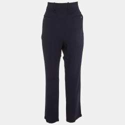 Marni Navy Blue Crepe Tapered Leg Trousers L