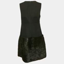 Marni Black Suede and Real Fur Trim Short Dress M