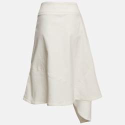 Marni White Denim Asymmetric Skirt XL