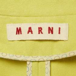 Marni Green Canvas Contrast Trimmed Open Front Jacket M