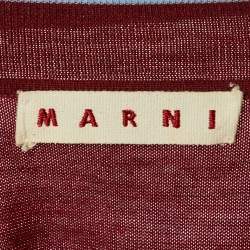 Marni Red/Blue Wool Knit Button Front Cardigan L