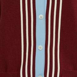 Marni Red/Blue Wool Knit Button Front Cardigan L