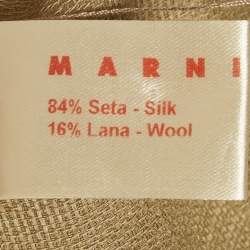 Pre Owned Marni Brown Printed Silk & Wool Ruffle Neck Sleeveless Top M