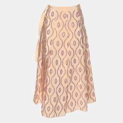 Marni Peach Taffeta Embroidered Eyelet Detail Skirt S