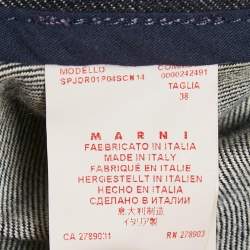 Pre Owned Marni Blue Denim Sleeve Print Oversized Coat S