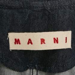 Pre Owned Marni Blue Denim Sleeve Print Oversized Coat S