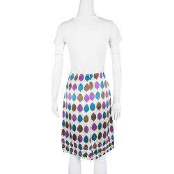 Marni Multicolor Leaf Print Ruched Hem Detail Satin Skirt S