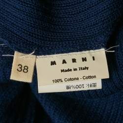 Pre Owned Marni Blue Rib Knit Tie-Up Detail Tank Top S