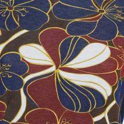 Pre Owned Marni Navy Blue Floral Print Rib Knit and Jersey Sweatshirt S