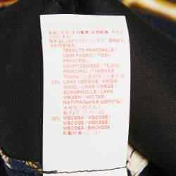 Pre Owned Marni Navy Blue Floral Print Rib Knit and Jersey Sweatshirt S