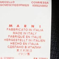 Pre Owned Marni Navy Blue Floral Print Rib Knit and Jersey Sweatshirt S