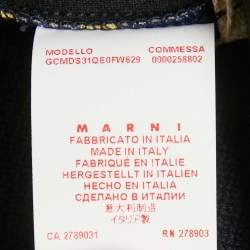 Pre Owned Marni Navy Blue Floral Print Rib Knit and Jersey Sweatshirt S