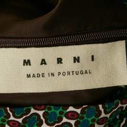 Pre Owned Marni Green Printed Crepe Midi Dress S